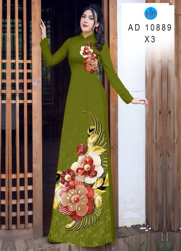 Vải Áo Dài Hoa In 3D Kiểu Mới AD 10889 49 Vải Áo Dài Hoa In 3D Kiểu Mới AD 10889