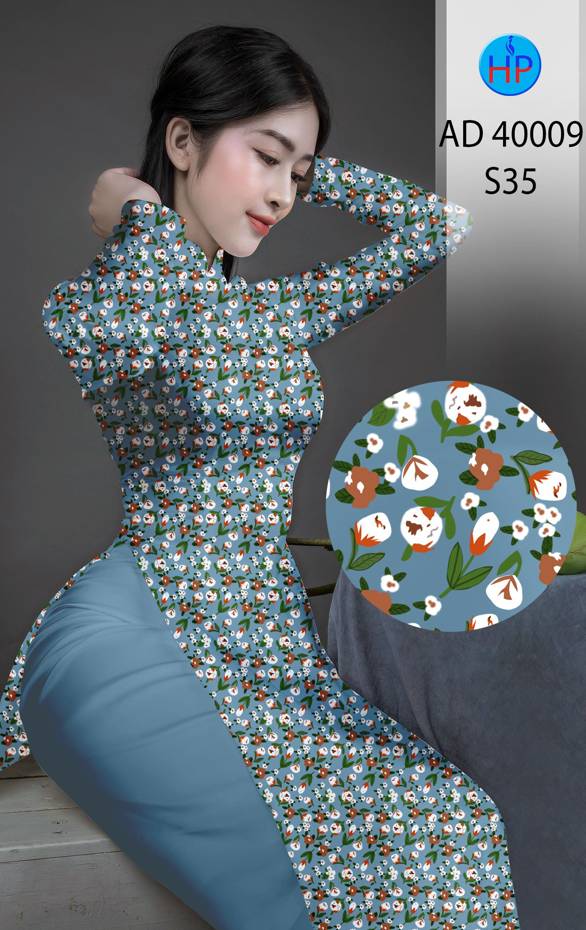 Vải Áo Dài Hoa Nhí Kiểu Mới AD 40009 40 Vải Áo Dài Hoa Nhí Kiểu Mới AD 40009