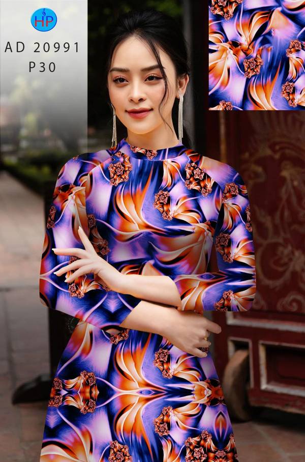 Vải Áo Dài Hoa In 3D Mới Ra AD 20991 41 Vải Áo Dài Hoa In 3D Mới Ra AD 20991