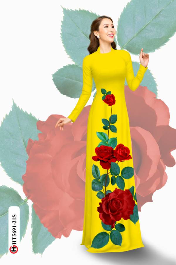 Vải Áo Dài Hoa Hồng Mới Ra AD HT5691 35 Vải Áo Dài Hoa Hồng Mới Ra AD HT5691