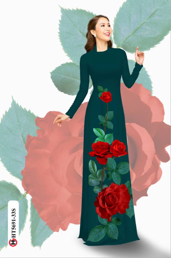 Vải Áo Dài Hoa Hồng Mới Ra AD HT5691 40 Vải Áo Dài Hoa Hồng Mới Ra AD HT5691