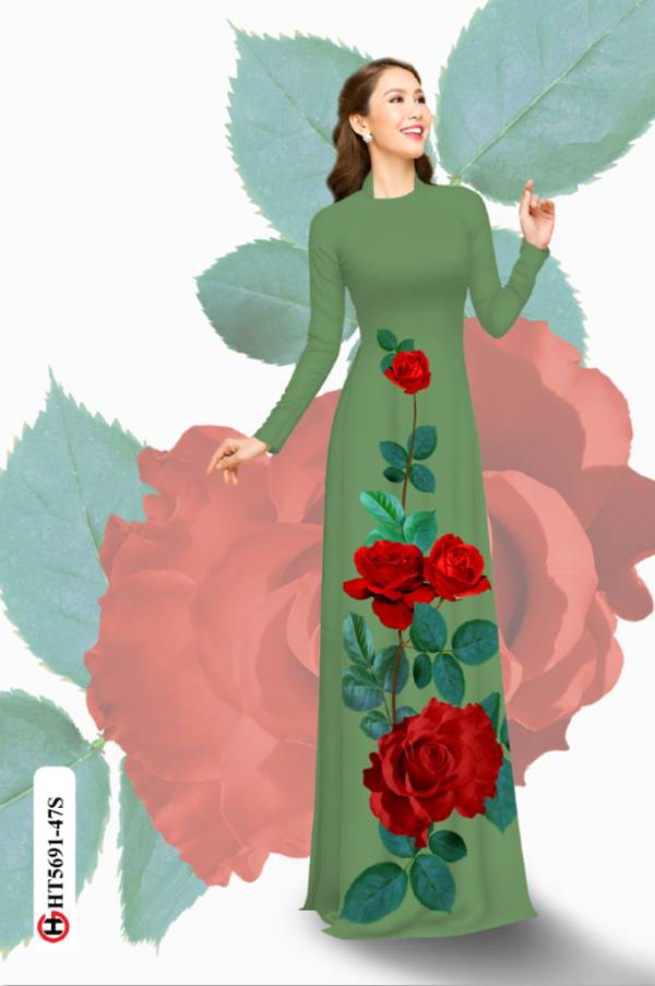 Vải Áo Dài Hoa Hồng Mới Ra AD HT5691 41 Vải Áo Dài Hoa Hồng Mới Ra AD HT5691