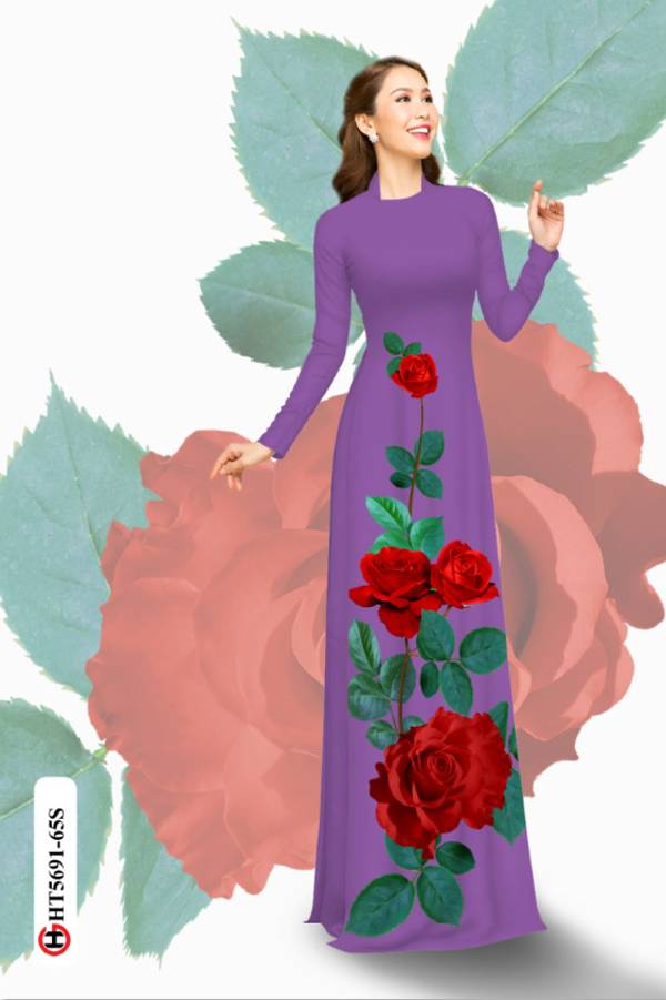 Vải Áo Dài Hoa Hồng Mới Ra AD HT5691 43 Vải Áo Dài Hoa Hồng Mới Ra AD HT5691