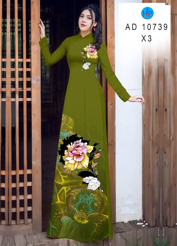 Vải Áo Dài Hoa In 3D Kiểu Mới AD 10739 38 Vải Áo Dài Hoa In 3D Kiểu Mới AD 10739