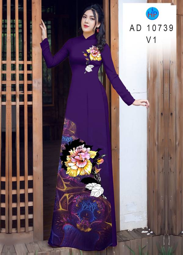 Vải Áo Dài Hoa In 3D Kiểu Mới AD 10739 37 Vải Áo Dài Hoa In 3D Kiểu Mới AD 10739