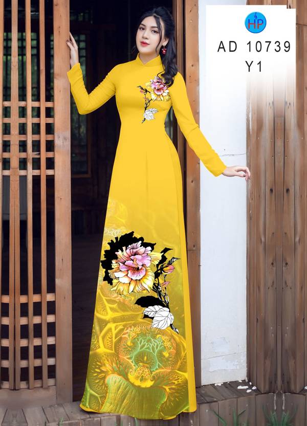 Vải Áo Dài Hoa In 3D Kiểu Mới AD 10739 39 Vải Áo Dài Hoa In 3D Kiểu Mới AD 10739