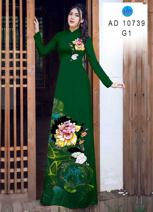 Vải Áo Dài Hoa In 3D Kiểu Mới AD 10739 45 Vải Áo Dài Hoa In 3D Kiểu Mới AD 10739