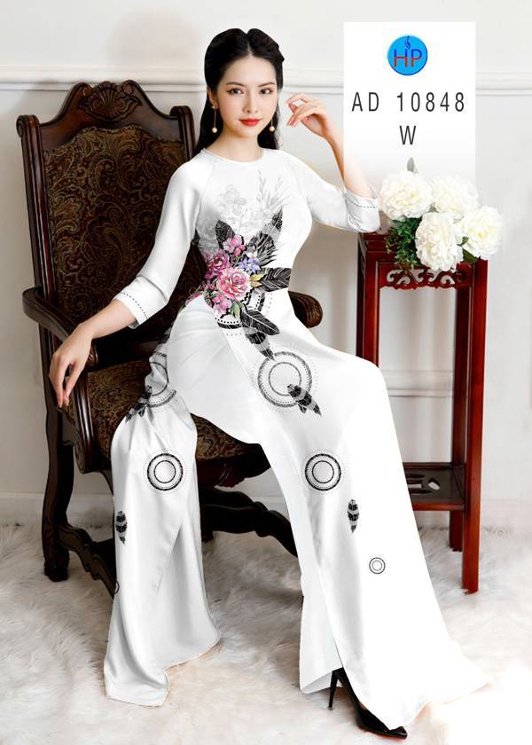 Vải Áo Dài Hoa Hồng Thiết Kế 2021 AD 10848