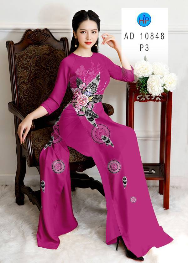 Vải Áo Dài Hoa Hồng Thiết Kế 2021 AD 10848
