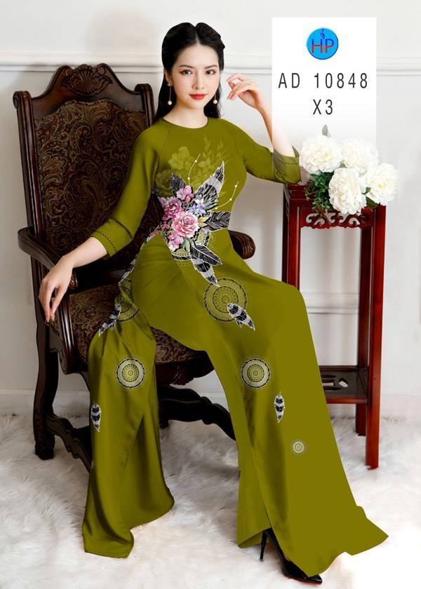 Vải Áo Dài Hoa Hồng Thiết Kế 2021 AD 10848