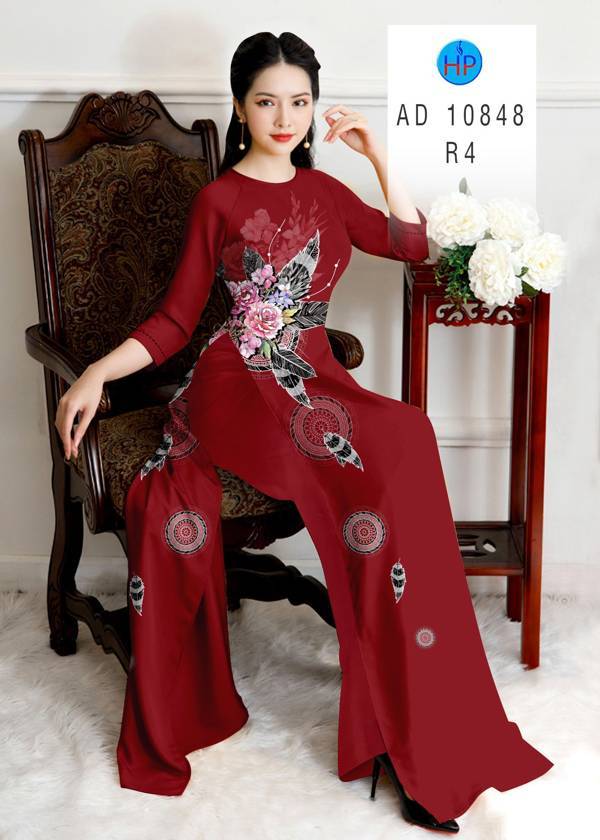 Vải Áo Dài Hoa Hồng Thiết Kế 2021 AD 10848