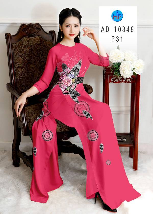 Vải Áo Dài Hoa Hồng Thiết Kế 2021 AD 10848