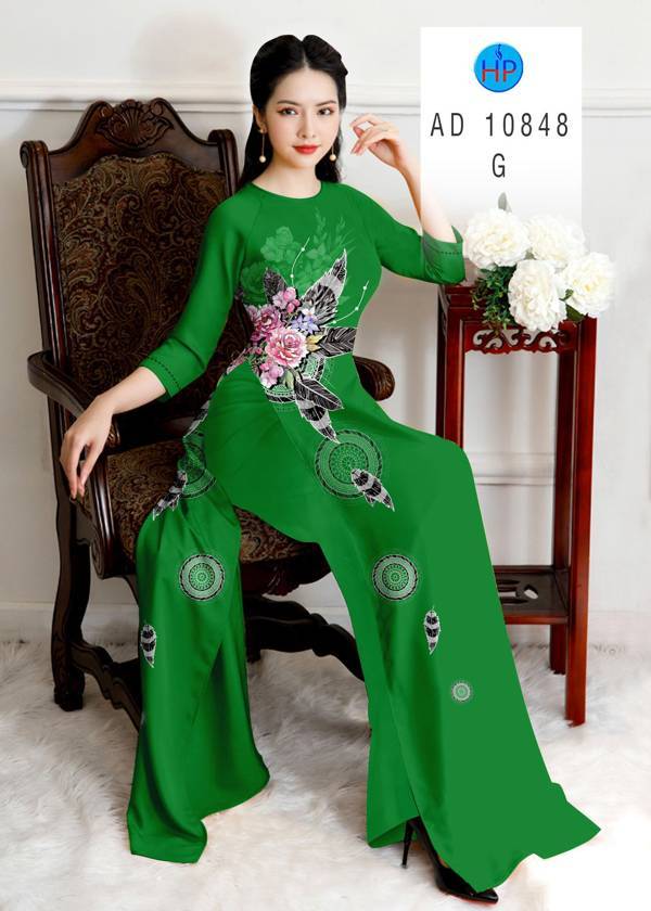 Vải Áo Dài Hoa Hồng Thiết Kế 2021 AD 10848