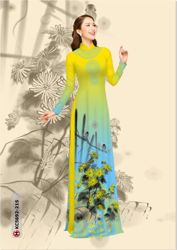 Vải Áo Dài Hoa Cúc Độc Đáo AD KC5692 27 Vải Áo Dài Hoa Cúc Độc Đáo AD KC5692