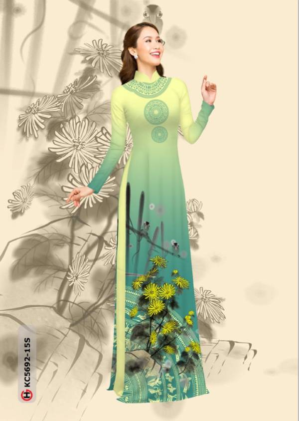 Vải Áo Dài Hoa Cúc Độc Đáo AD KC5692 34 Vải Áo Dài Hoa Cúc Độc Đáo AD KC5692