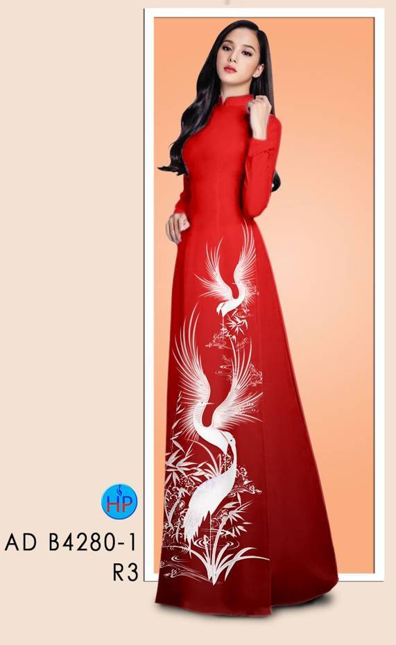 Vải Áo Dài Chim Hạc Độc Đáo AD B4280