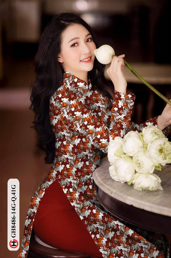 Vải Áo Dài Hoa Đều Độc Đáo AD GH8486 32 Vải Áo Dài Hoa Đều Độc Đáo AD GH8486