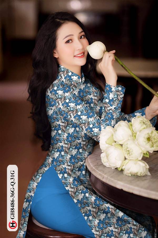 Vải Áo Dài Hoa Đều Độc Đáo AD GH8486 38 Vải Áo Dài Hoa Đều Độc Đáo AD GH8486