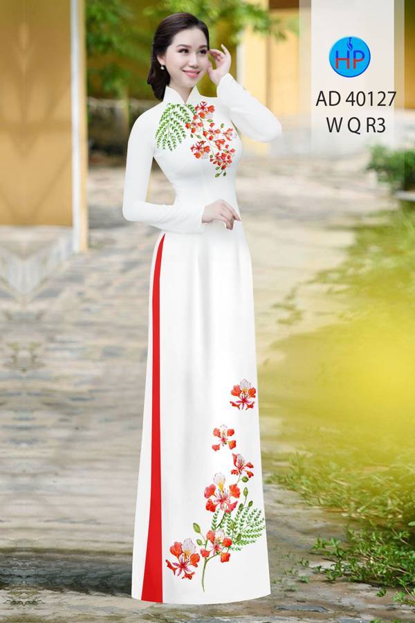 Vải Áo Dài Hoa Phượng Mới Ra AD 40127 50 Vải Áo Dài Hoa Phượng Mới Ra AD 40127