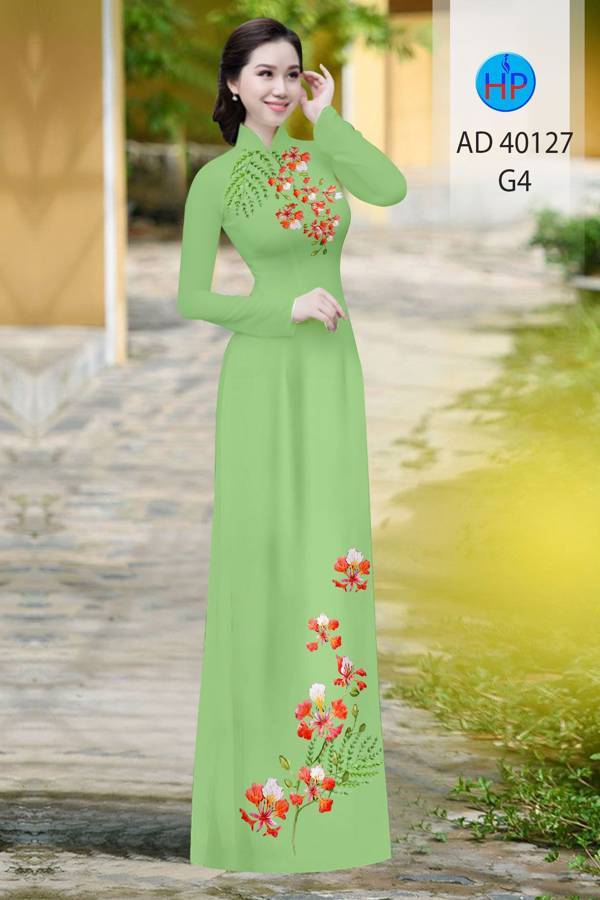 Vải Áo Dài Hoa Phượng Mới Ra AD 40127 52 Vải Áo Dài Hoa Phượng Mới Ra AD 40127