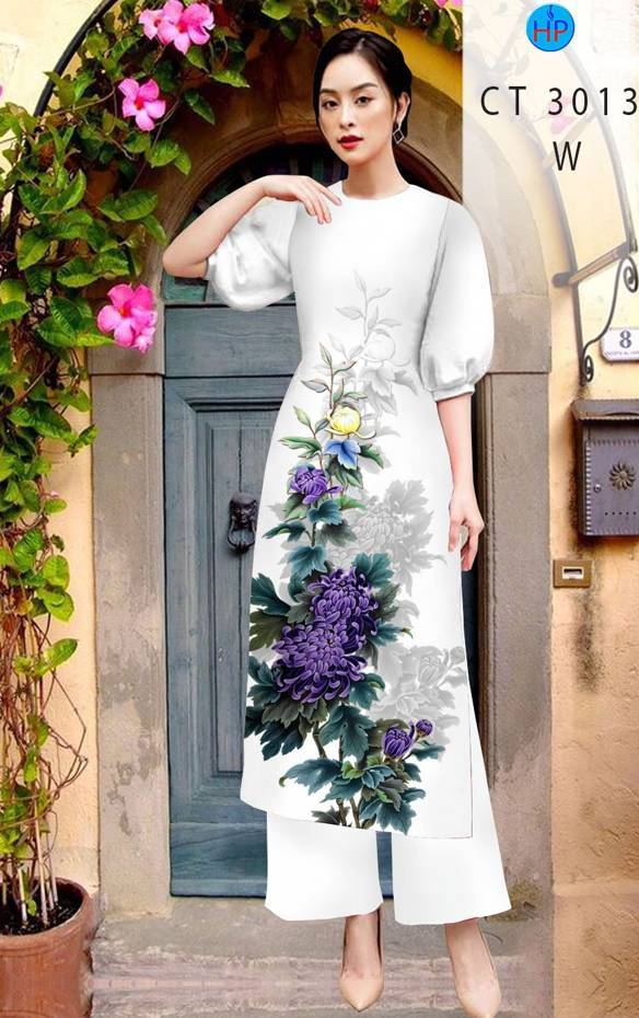 Vải Áo Dài Hoa Cúc Kiểu Mới AD CT3013