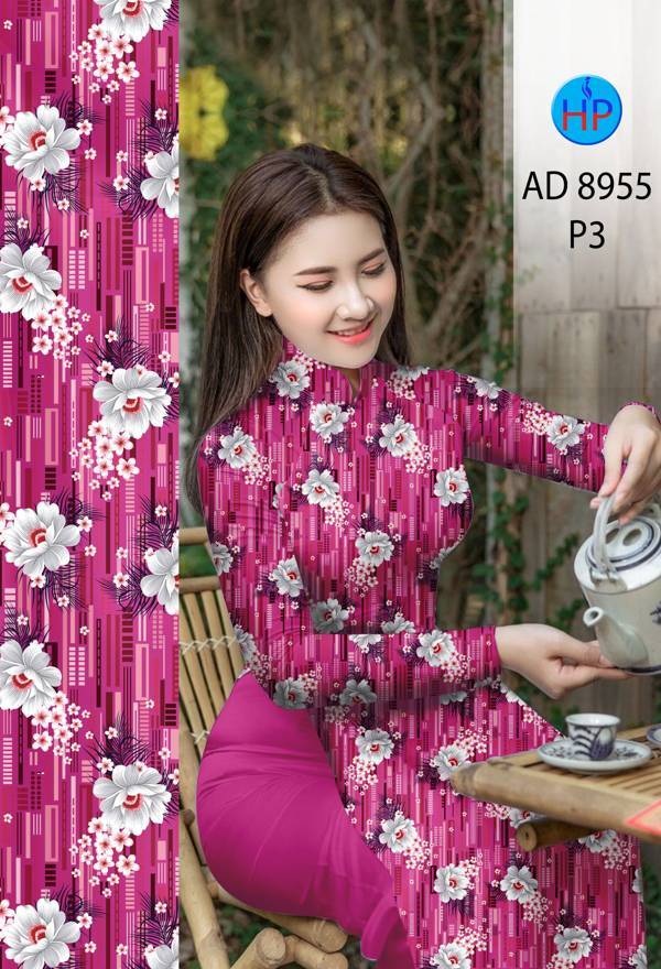 Vải Áo Dài Hoa Đều Mới Ra AD 8955