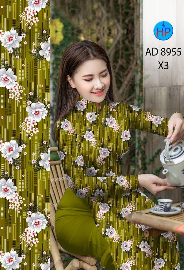 Vải Áo Dài Hoa Đều Mới Ra AD 8955