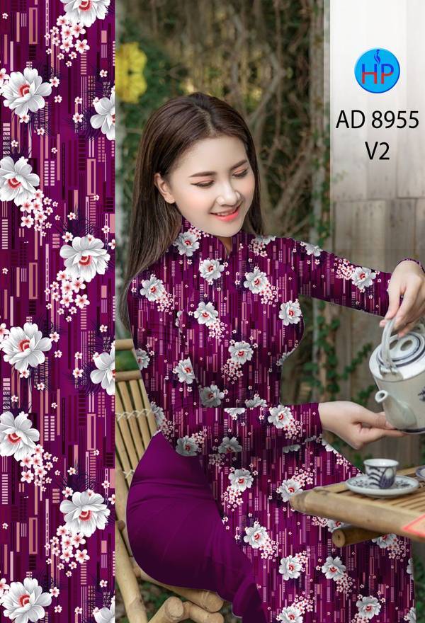 Vải Áo Dài Hoa Đều Mới Ra AD 8955