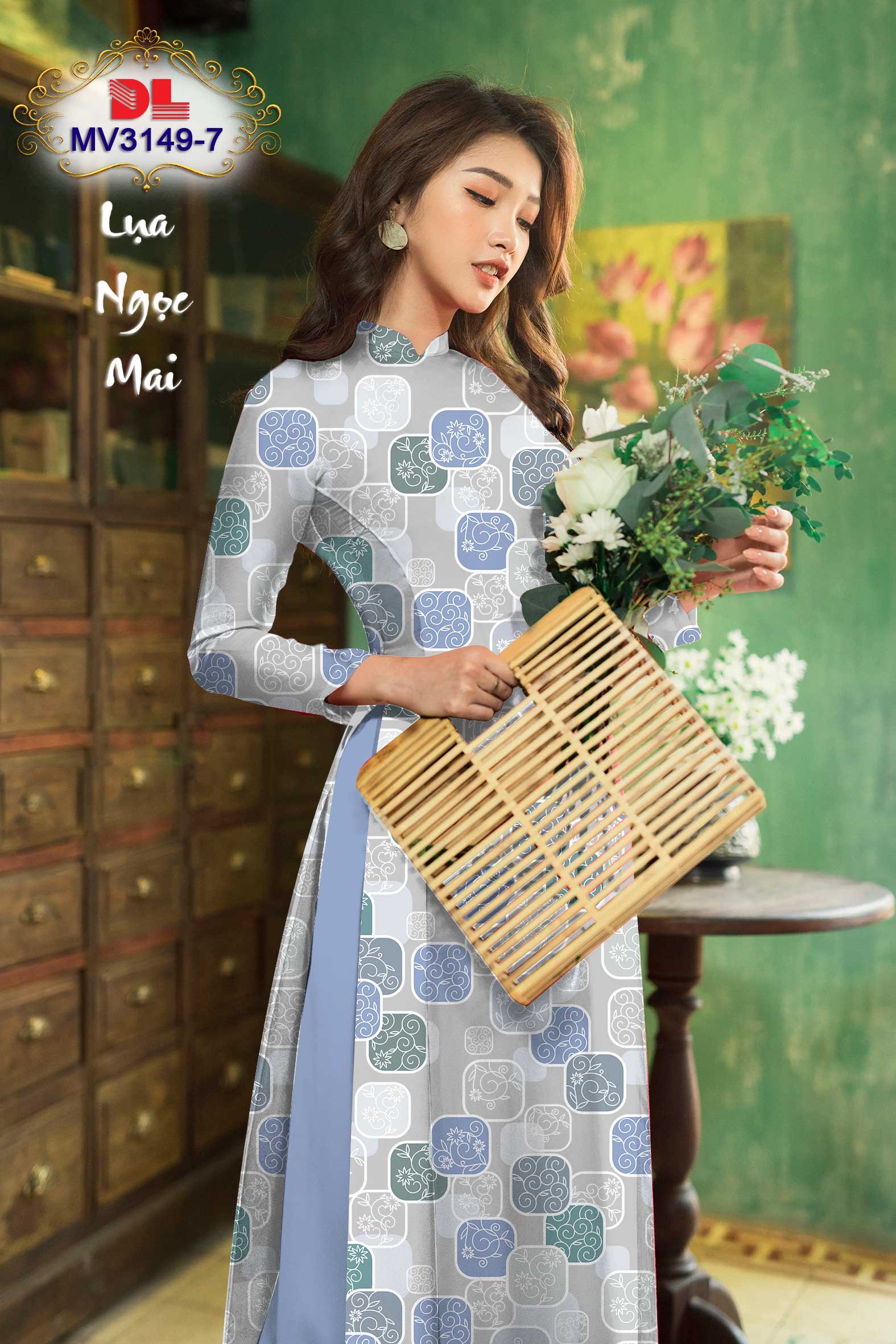 Vải Áo Dài Hoa Văn Độc Đáo AD MV3149