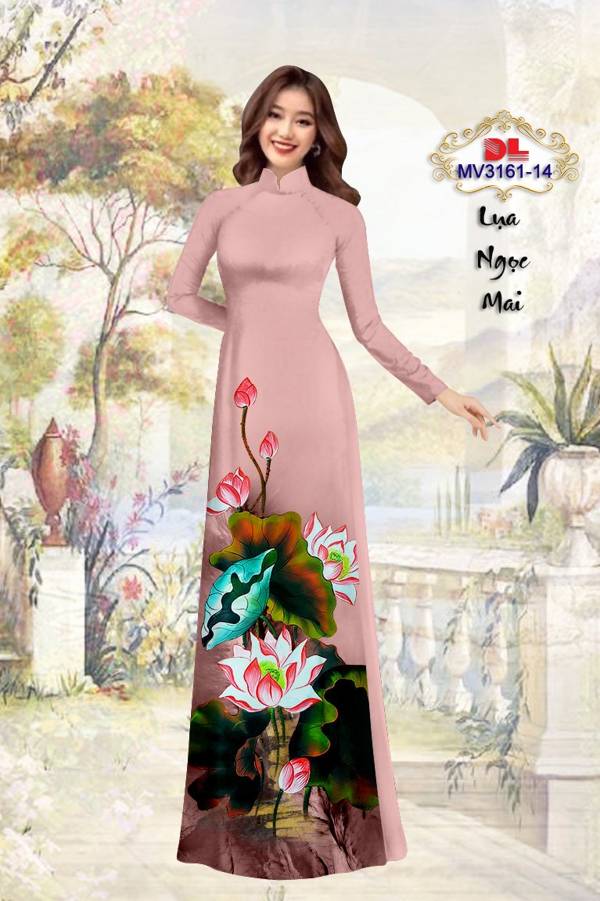 Vải Áo Dài Hoa Sen Kiểu Mới AD MV3161 52 Vải Áo Dài Hoa Sen Kiểu Mới AD MV3161