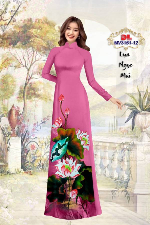 Vải Áo Dài Hoa Sen Kiểu Mới AD MV3161 50 Vải Áo Dài Hoa Sen Kiểu Mới AD MV3161
