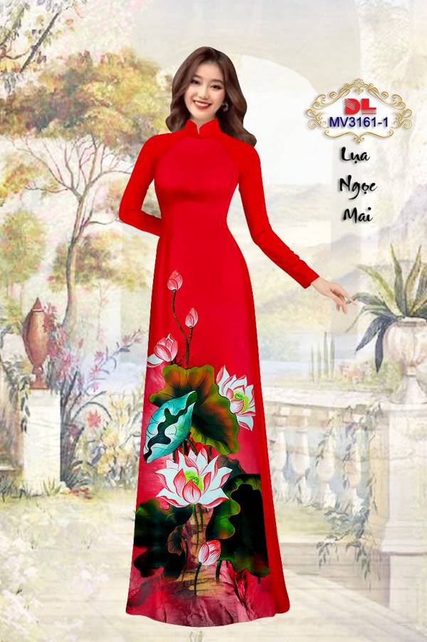 Vải Áo Dài Hoa Sen Kiểu Mới AD MV3161 57 Vải Áo Dài Hoa Sen Kiểu Mới AD MV3161
