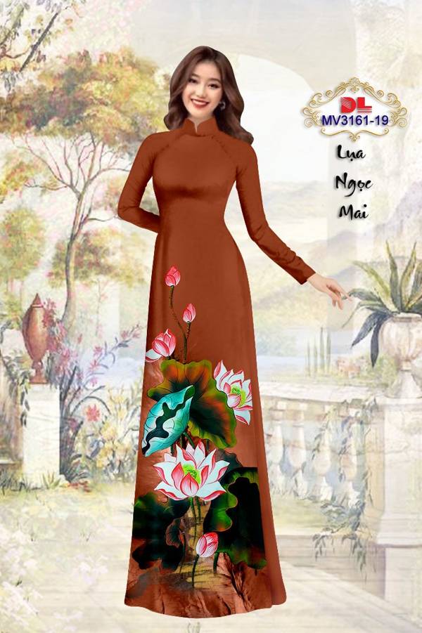 Vải Áo Dài Hoa Sen Kiểu Mới AD MV3161 56 Vải Áo Dài Hoa Sen Kiểu Mới AD MV3161