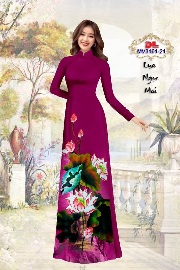 Vải Áo Dài Hoa Sen Kiểu Mới AD MV3161 60 Vải Áo Dài Hoa Sen Kiểu Mới AD MV3161