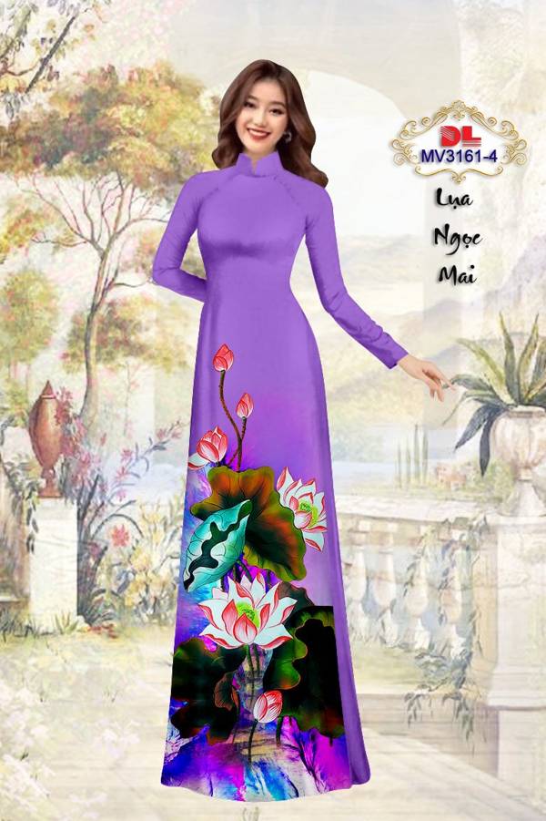Vải Áo Dài Hoa Sen Kiểu Mới AD MV3161 64 Vải Áo Dài Hoa Sen Kiểu Mới AD MV3161