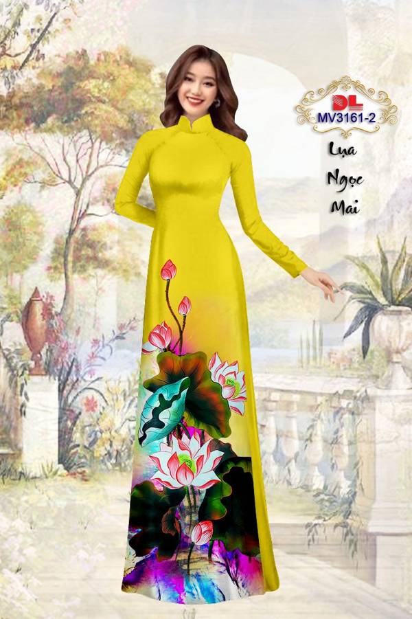 Vải Áo Dài Hoa Sen Kiểu Mới AD MV3161 62 Vải Áo Dài Hoa Sen Kiểu Mới AD MV3161