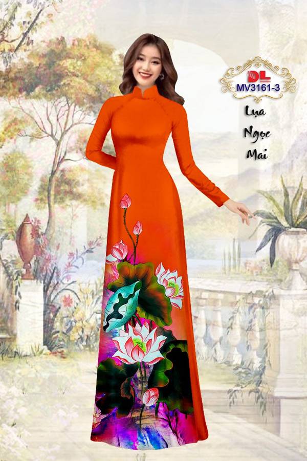 Vải Áo Dài Hoa Sen Kiểu Mới AD MV3161 63 Vải Áo Dài Hoa Sen Kiểu Mới AD MV3161