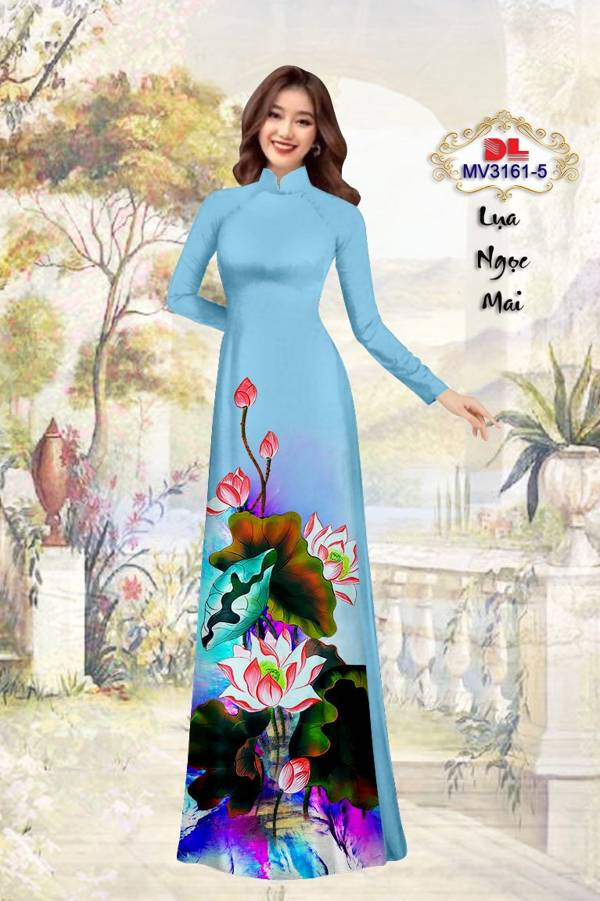 Vải Áo Dài Hoa Sen Kiểu Mới AD MV3161 65 Vải Áo Dài Hoa Sen Kiểu Mới AD MV3161