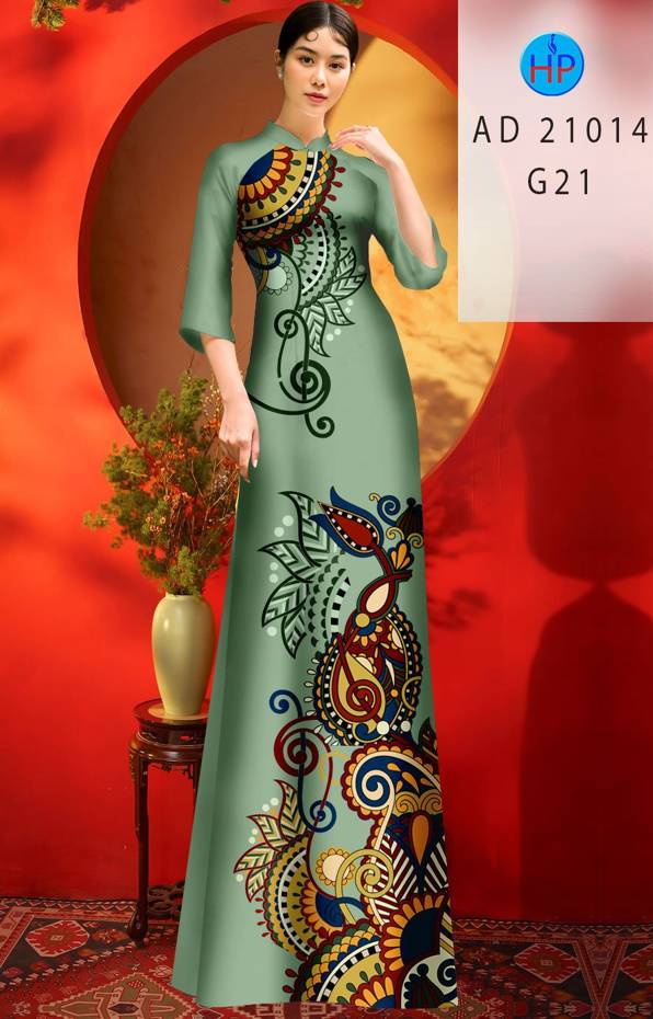 Vải Áo Dài Hoa Văn Thiết Kế 2021 AD 21014