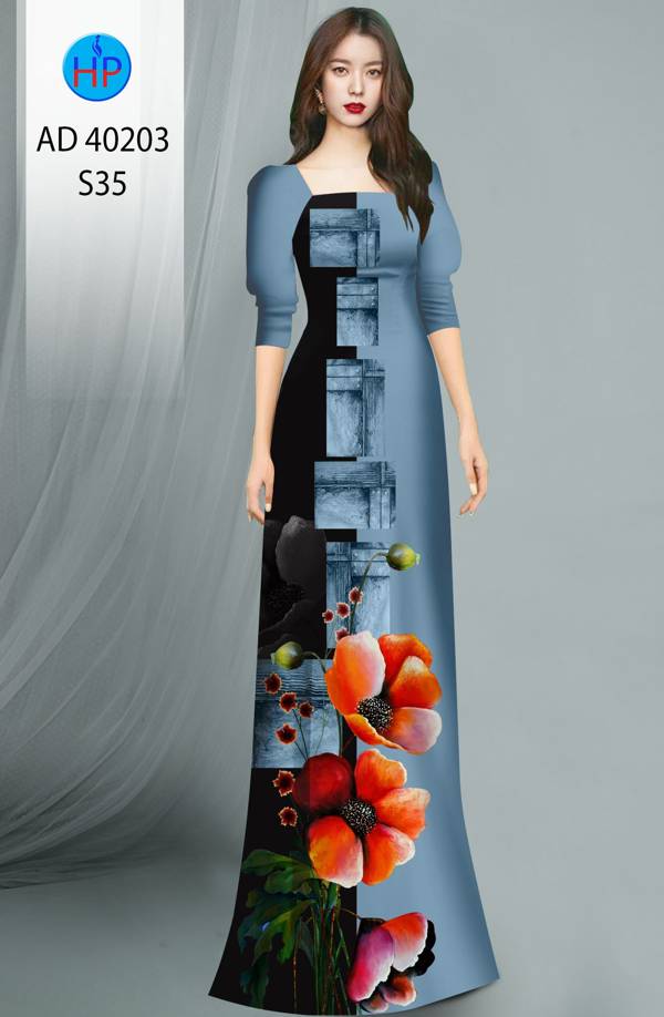 Vải Áo Dài Hoa In 3D Thiết Kế 2021 AD 40203 44 Vải Áo Dài Hoa In 3D Thiết Kế 2021 AD 40203