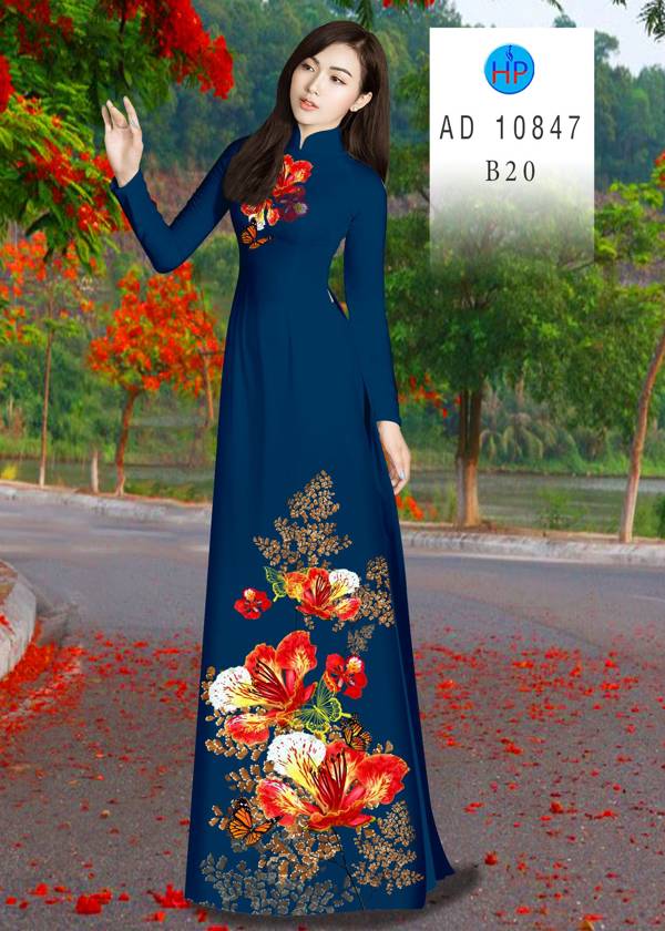 Vải Áo Dài Hoa Phượng Mới Ra AD 10847 37 Vải Áo Dài Hoa Phượng Mới Ra AD 10847