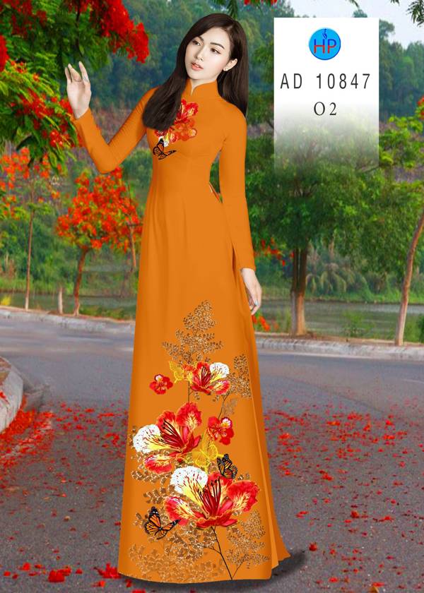 Vải Áo Dài Hoa Phượng Mới Ra AD 10847 44 Vải Áo Dài Hoa Phượng Mới Ra AD 10847