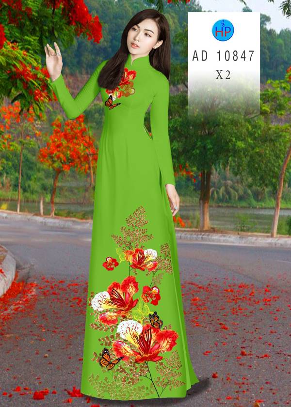 Vải Áo Dài Hoa Phượng Mới Ra AD 10847 49 Vải Áo Dài Hoa Phượng Mới Ra AD 10847