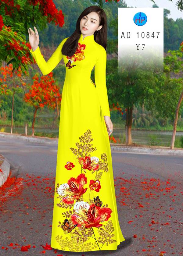 Vải Áo Dài Hoa Phượng Mới Ra AD 10847 51 Vải Áo Dài Hoa Phượng Mới Ra AD 10847