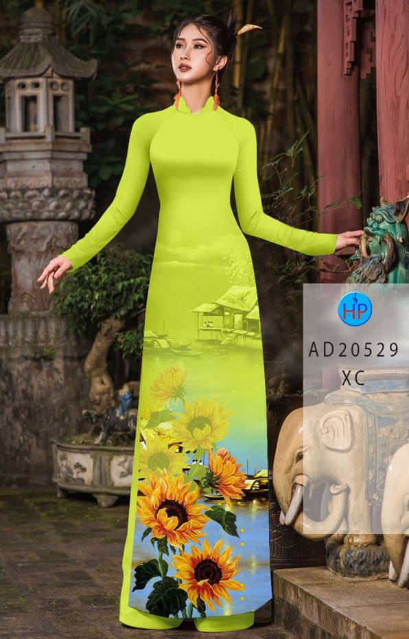 Vải Áo Dài Hoa Hướng Dương Thiết Kế 2021 AD 20529