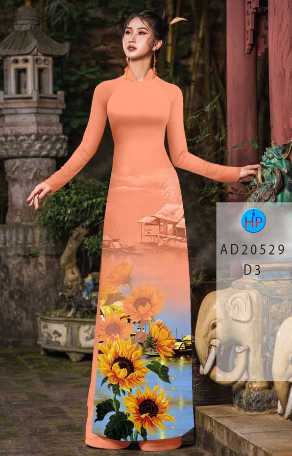 Vải Áo Dài Hoa Hướng Dương Thiết Kế 2021 AD 20529