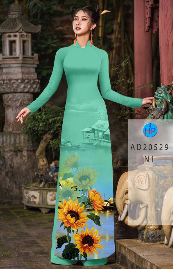 Vải Áo Dài Hoa Hướng Dương Thiết Kế 2021 AD 20529