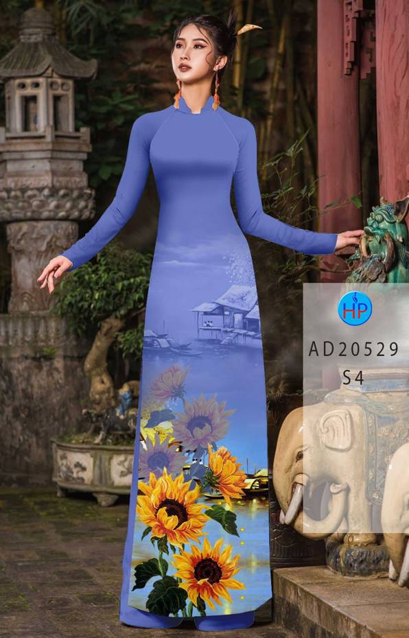 Vải Áo Dài Hoa Hướng Dương Thiết Kế 2021 AD 20529
