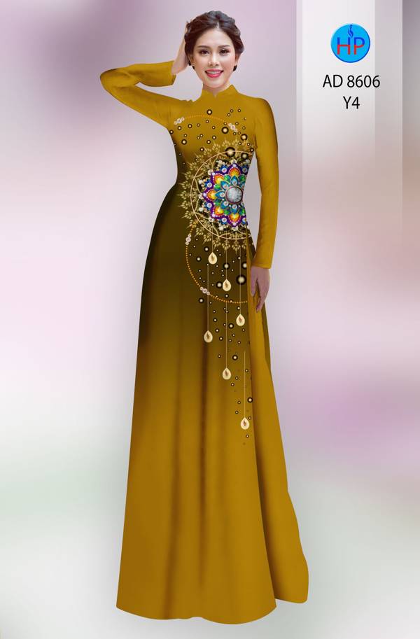 Vải Áo Dài Hoa Văn Vừa Ra  AD 8606