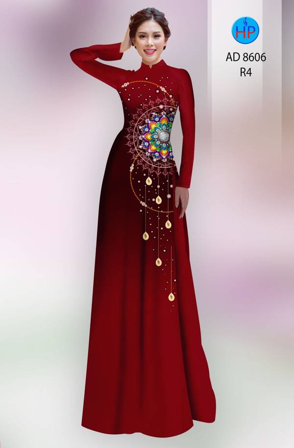 Vải Áo Dài Hoa Văn Vừa Ra  AD 8606